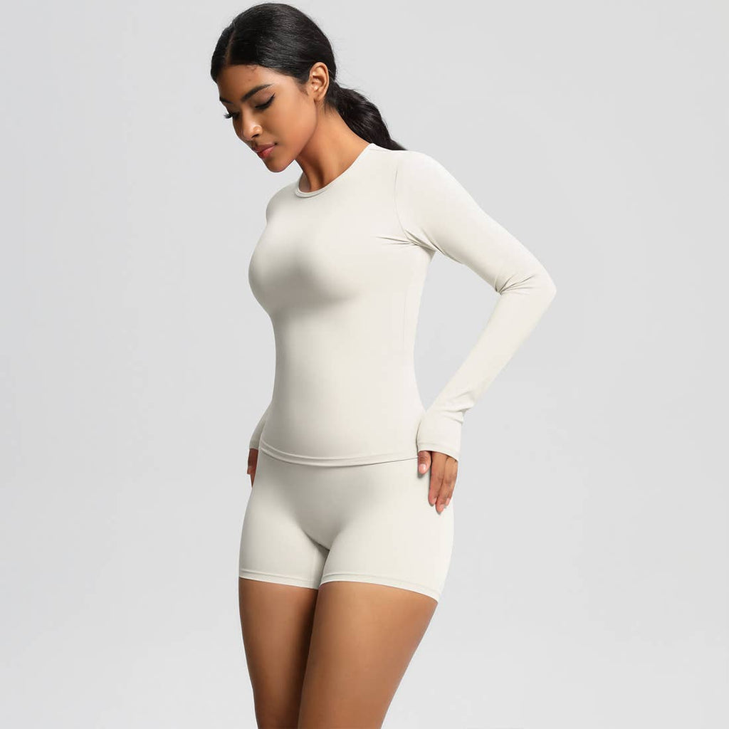 FlexContour 2-Piece Workout Set – Long Sleeve Top & Shorts