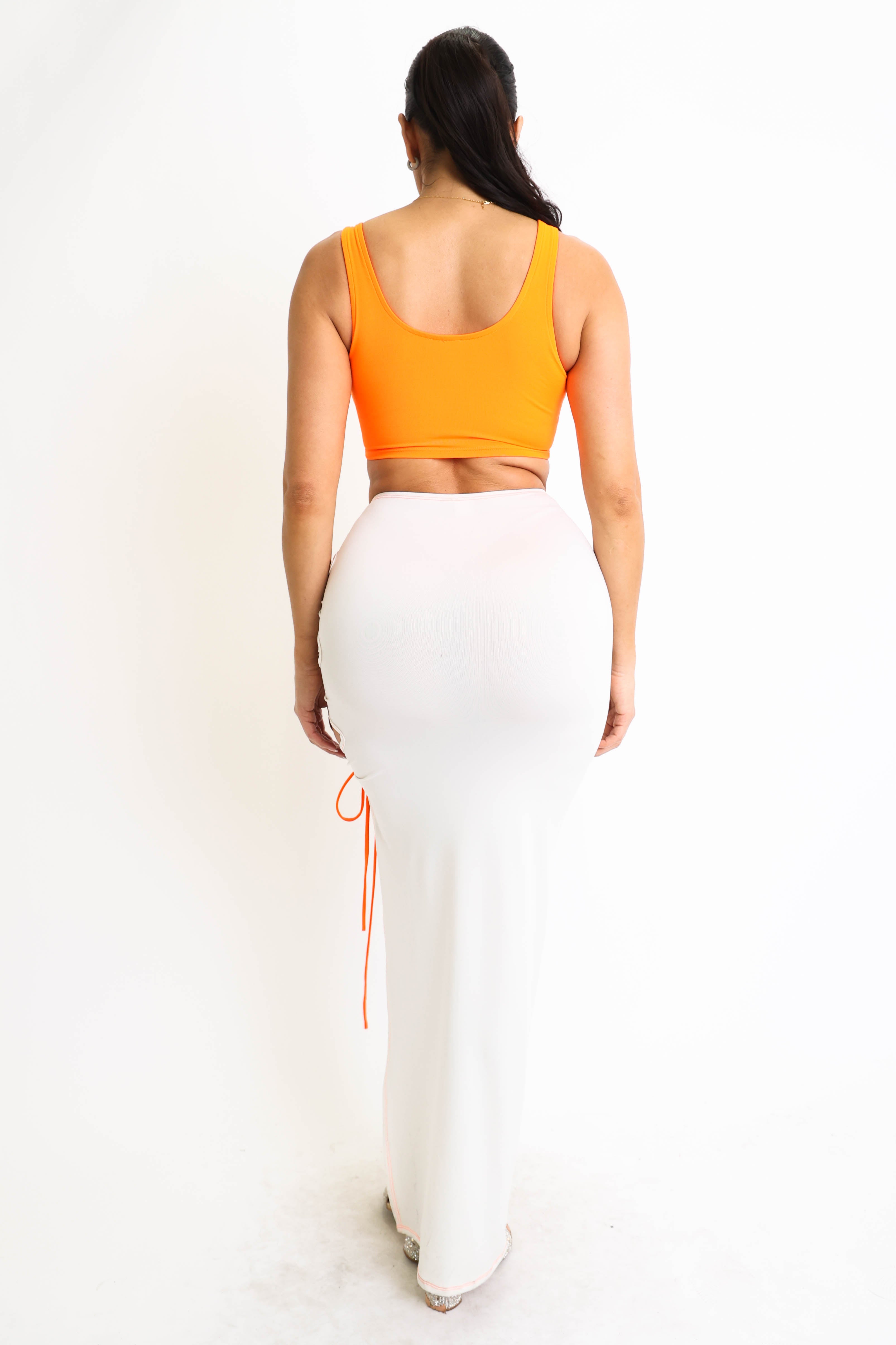 Lace up Top & Matching Maxi Skirt 2 Piece Outfit Set
