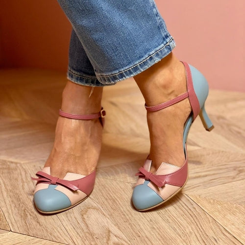 Ins Bow Sandals Summer Color-matching Pointed Toe Buckle High Heels